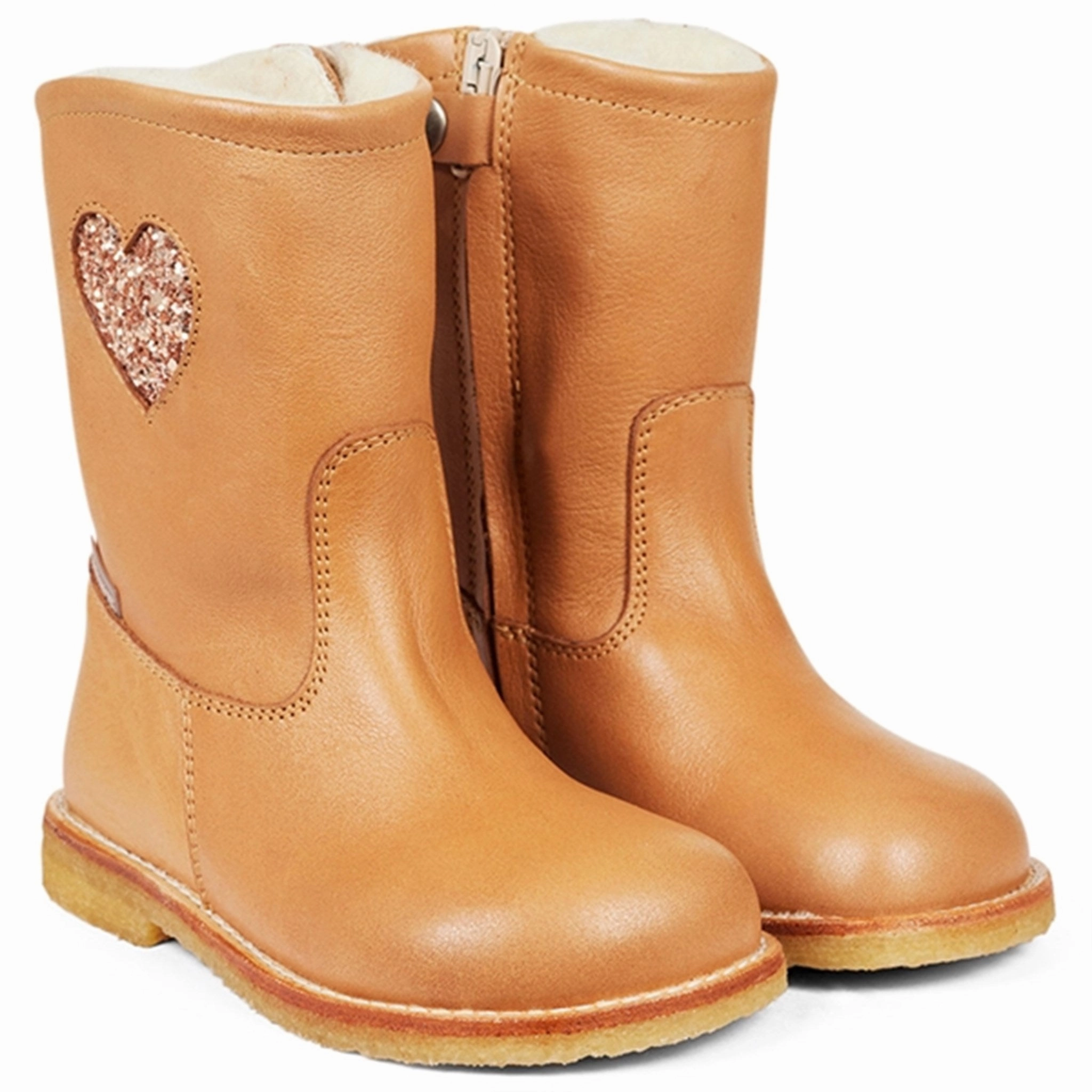 Angulus Tex-Boots With Zipper Almond/Maple Glitter Cheap Kids Winter Footwear