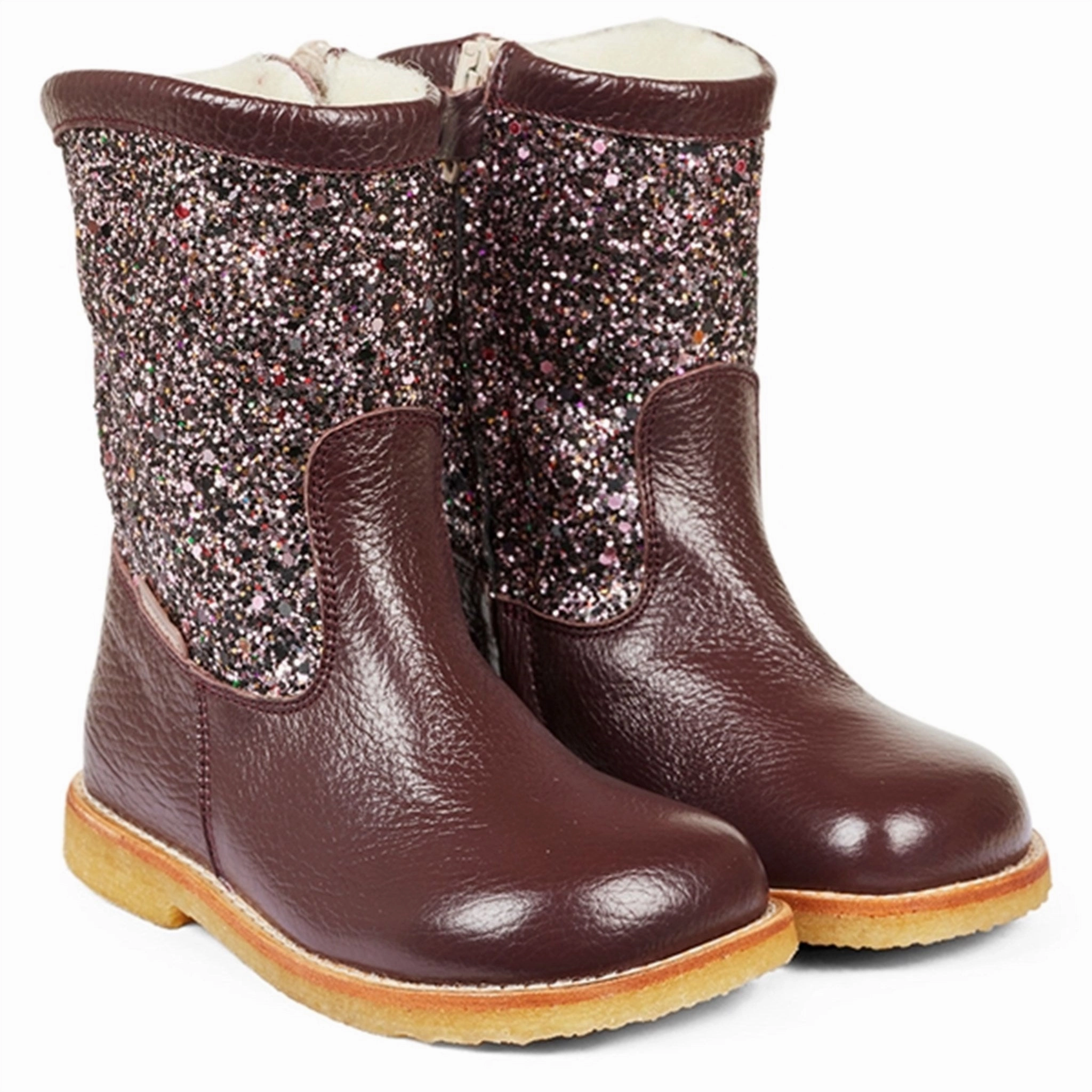 Angulus Tex Boots With Zipper Bordeaux/Bordeaux Multi Glitter Cheap Kids Winter Footwear