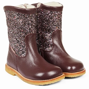 Angulus Tex Boots With Zipper Bordeaux/Bordeaux Multi Glitter Cheap Kids Winter Footwear