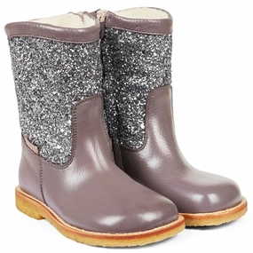 Angulus Tex Boots With Zipper Lavender/Dusty Lavender Glitter Cheap Kids Winter Footwear