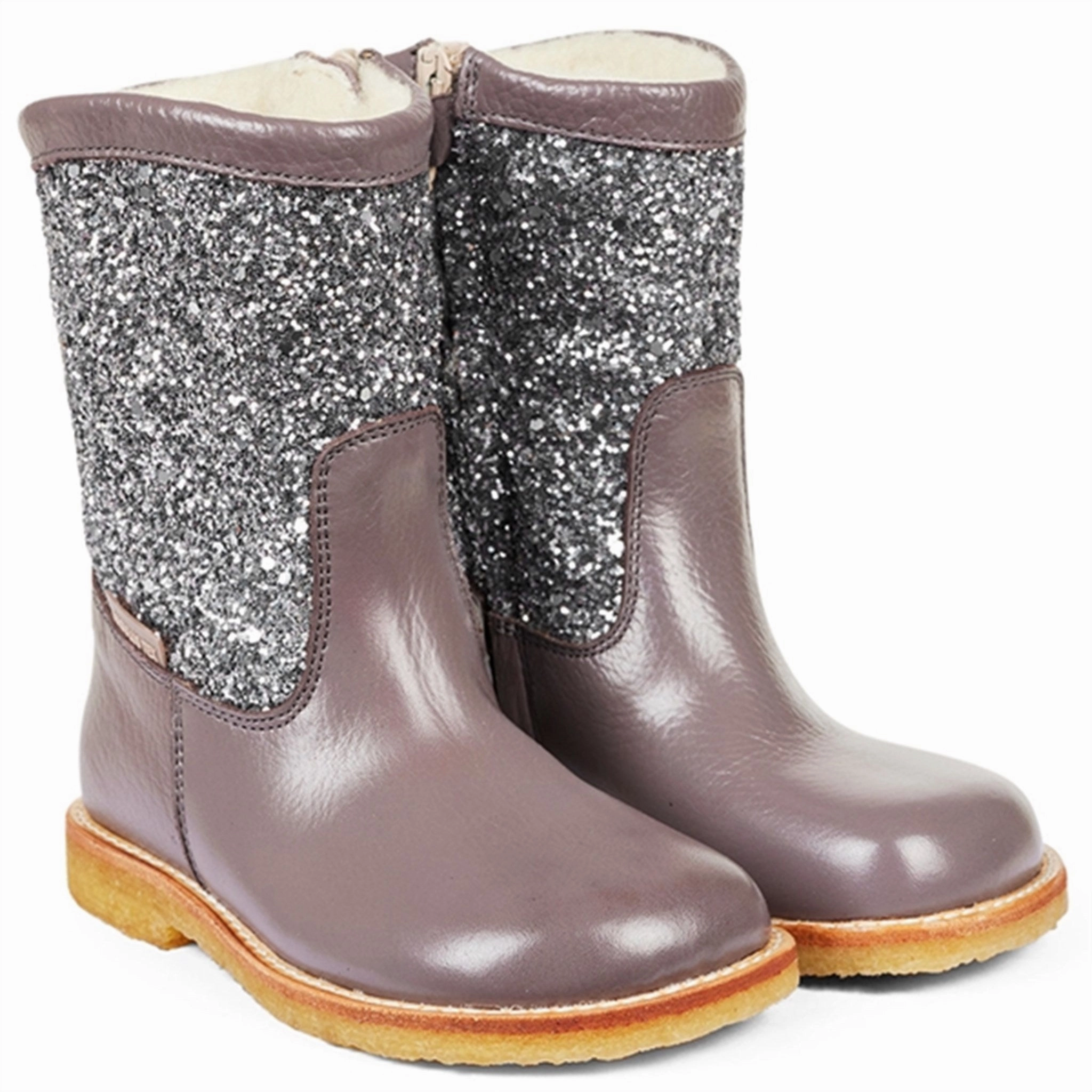 Angulus Tex Boots With Zipper Lavender/Dusty Lavender Glitter Cheap Kids Winter Footwear
