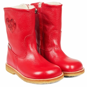 Angulus Tex-Boots With Zipper Red/Red Glitter Cheap Kids Winter Footwear