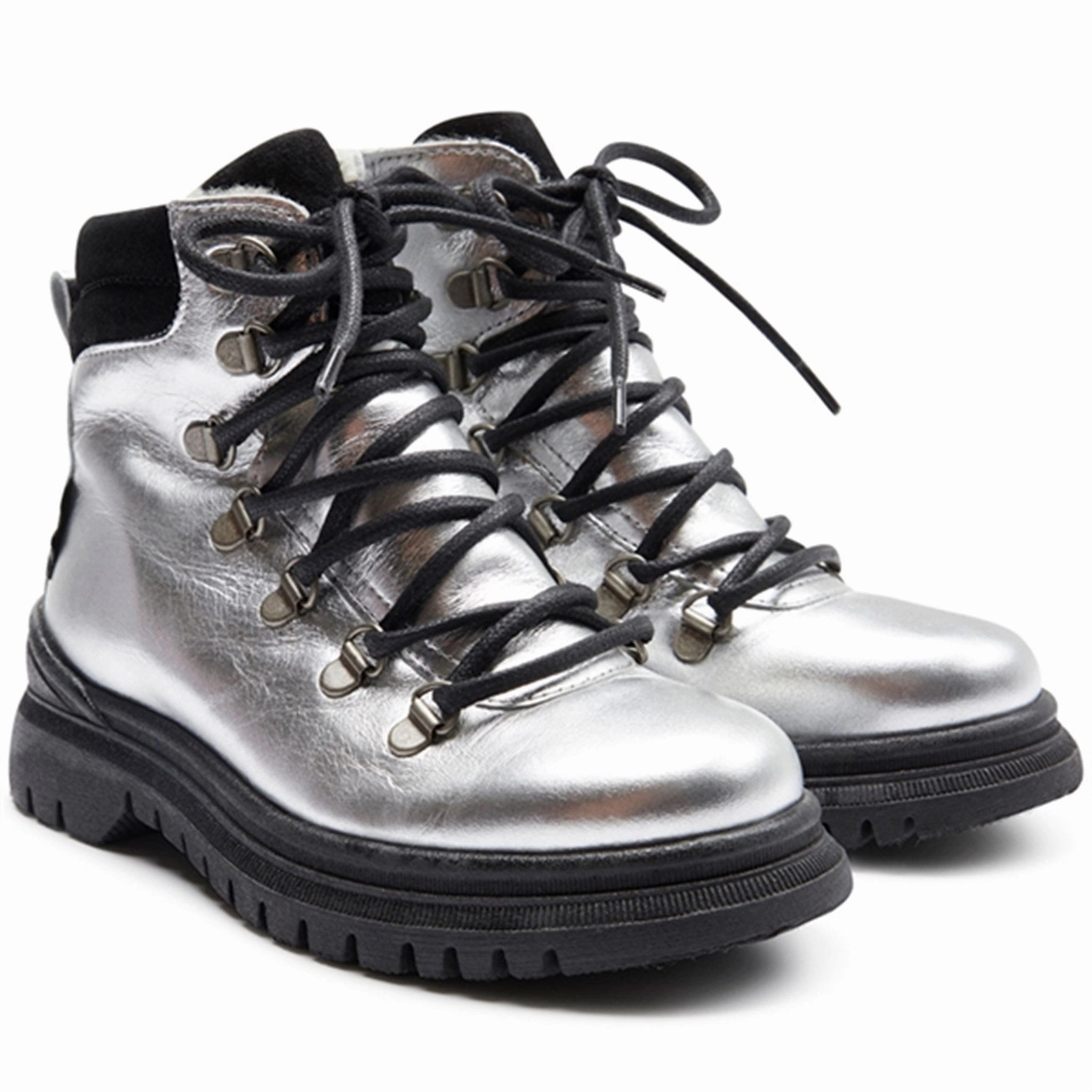 Angulus Tex Lace Boots With Zipper Silver/Black Cheap Kids Winter Footwear