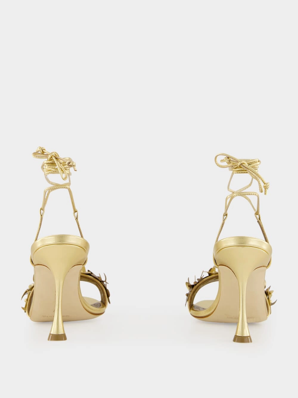 Anista Gold Floral Ankle Strap Sandals