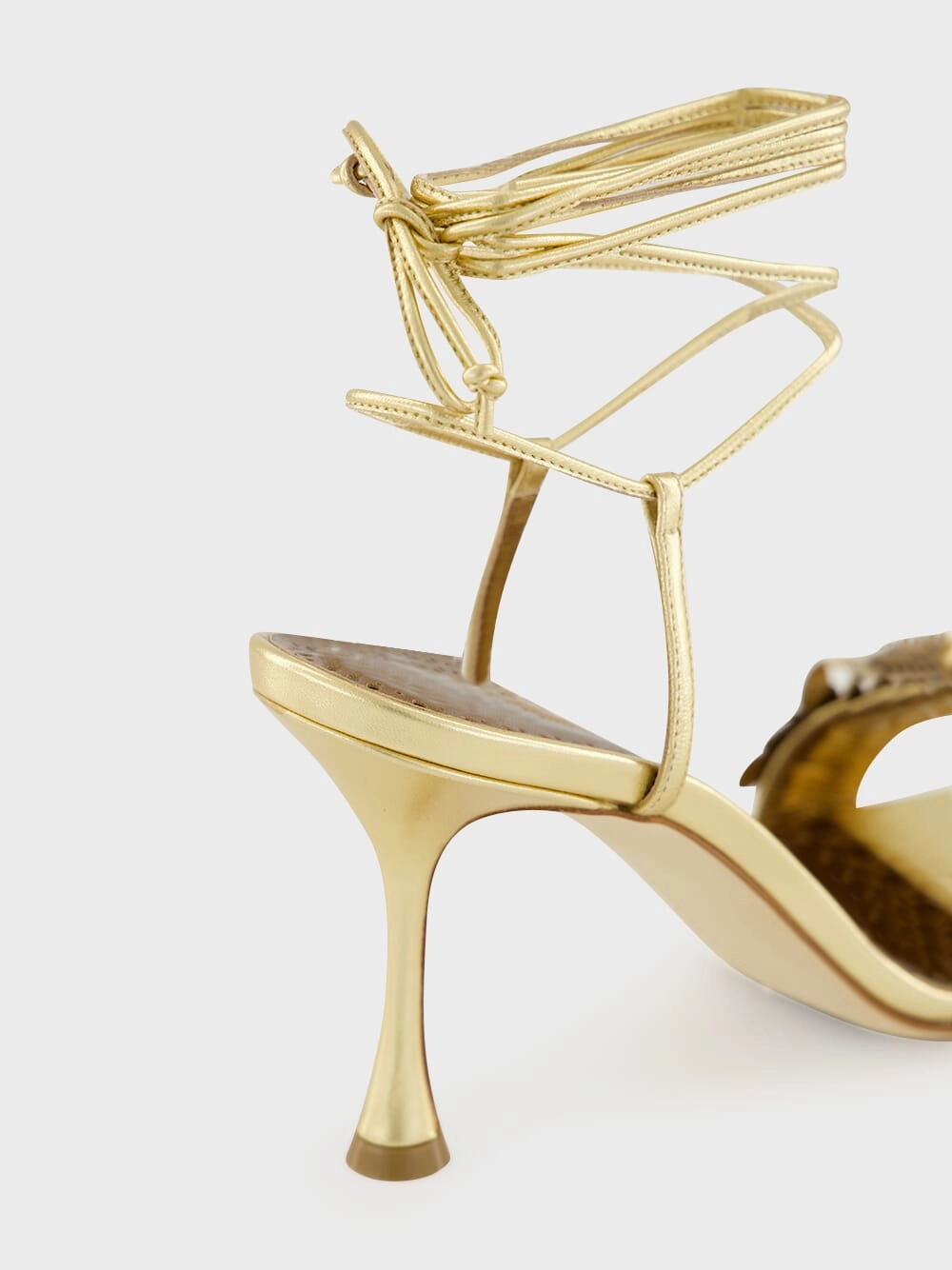 Anista Gold Floral Ankle Strap Sandals