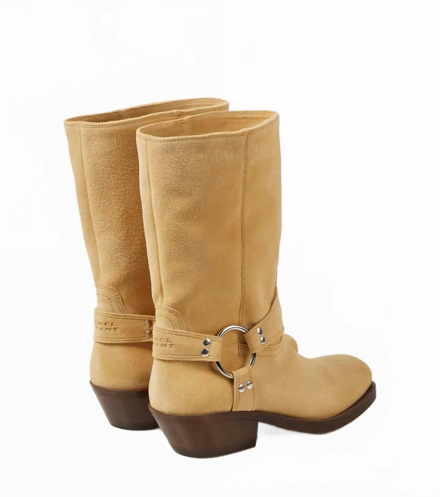 Antya Suede Biker Boots In Beige