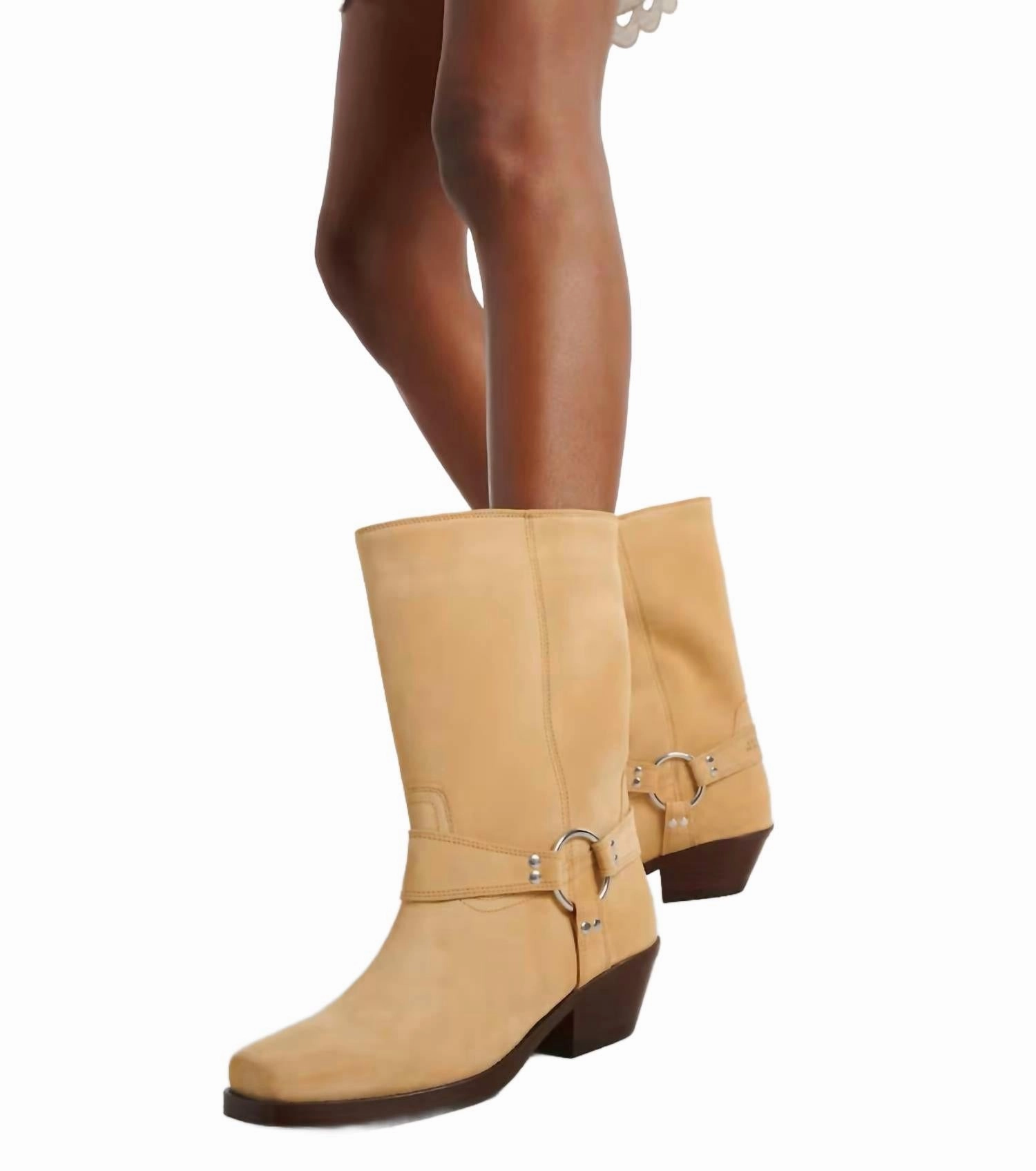 Antya Suede Biker Boots In Beige