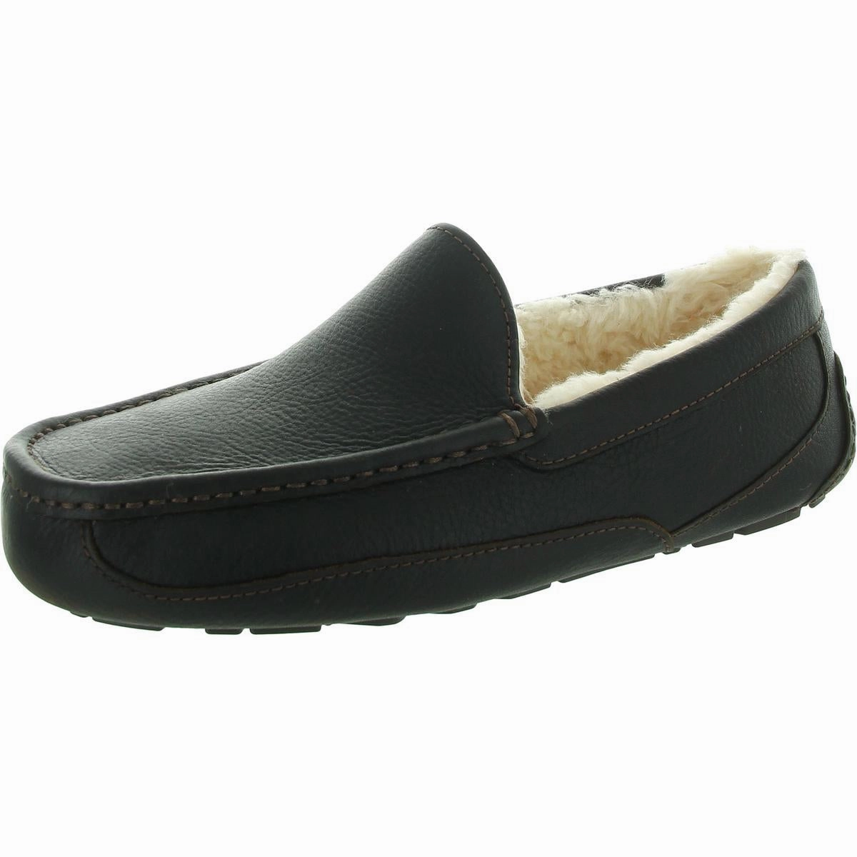 Ascot Mens Leather Lined Loafer Slippers