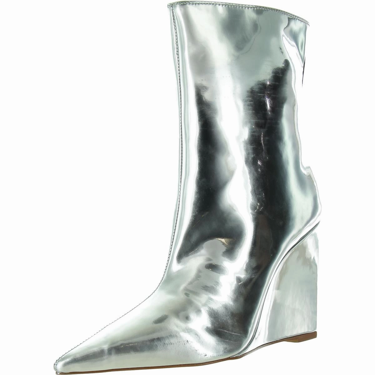 Asya Womens Patent Leather Pointed Toe Booties