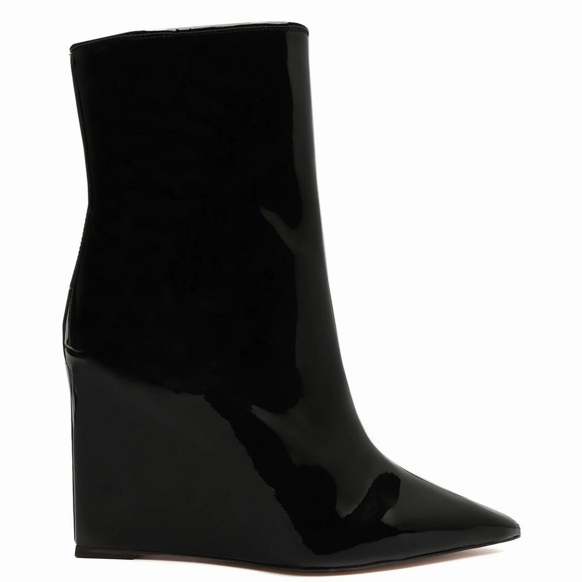 Asya Womens Patent Leather Pointed Toe Booties