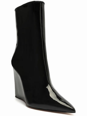 Asya Womens Patent Leather Pointed Toe Booties Womens Winter Boots promo deal
