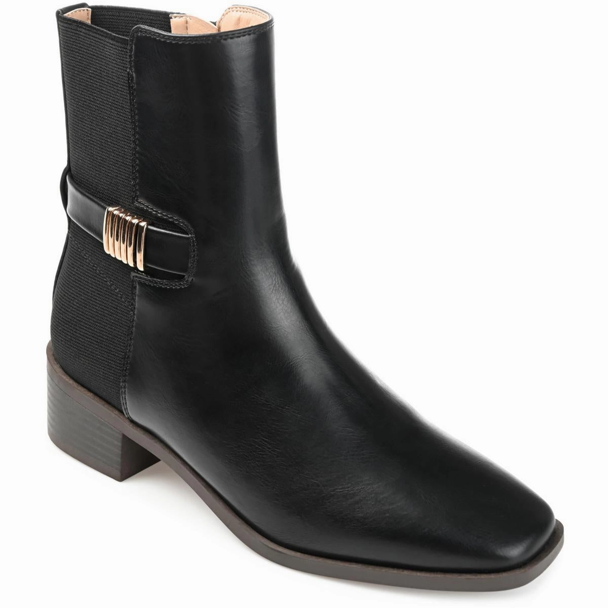 Aubrie Womens Faux Leather Block Heel Ankle Boots
