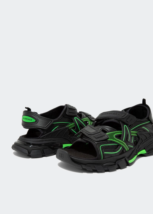 Balenciaga Track Sandal 'black Fluo Green' Discount Mens Beach Sandals
