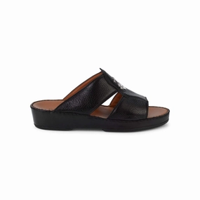 Bally Hakman Men's 6211912 Black Grained Leather Sandals Mens Sandals outlet deals