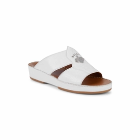 Bally Hakman Men's 6211914 White Grained Leather Sandals Discount Mens Beach Sandals