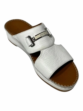 Bally Harold 6211920 Men's White Grained Leather Sandals Discount Mens Beach Sandals
