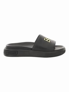 Bally Jaxons 6300152 Men's Black Bovine Grained Leather Sandals Discount Mens Beach Sandals