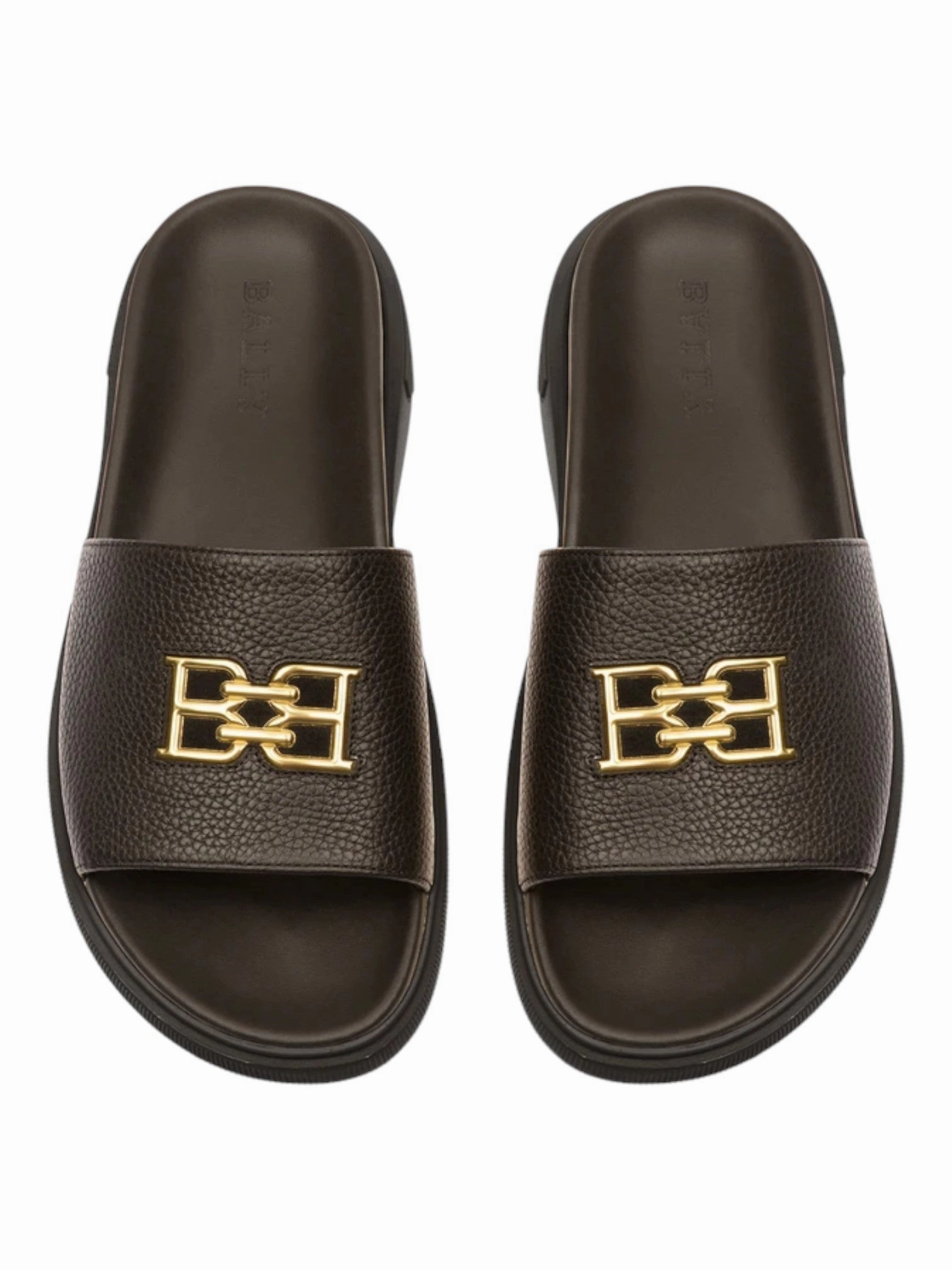 Bally Jaxons 6300152 Men's Black Bovine Grained Leather Sandals