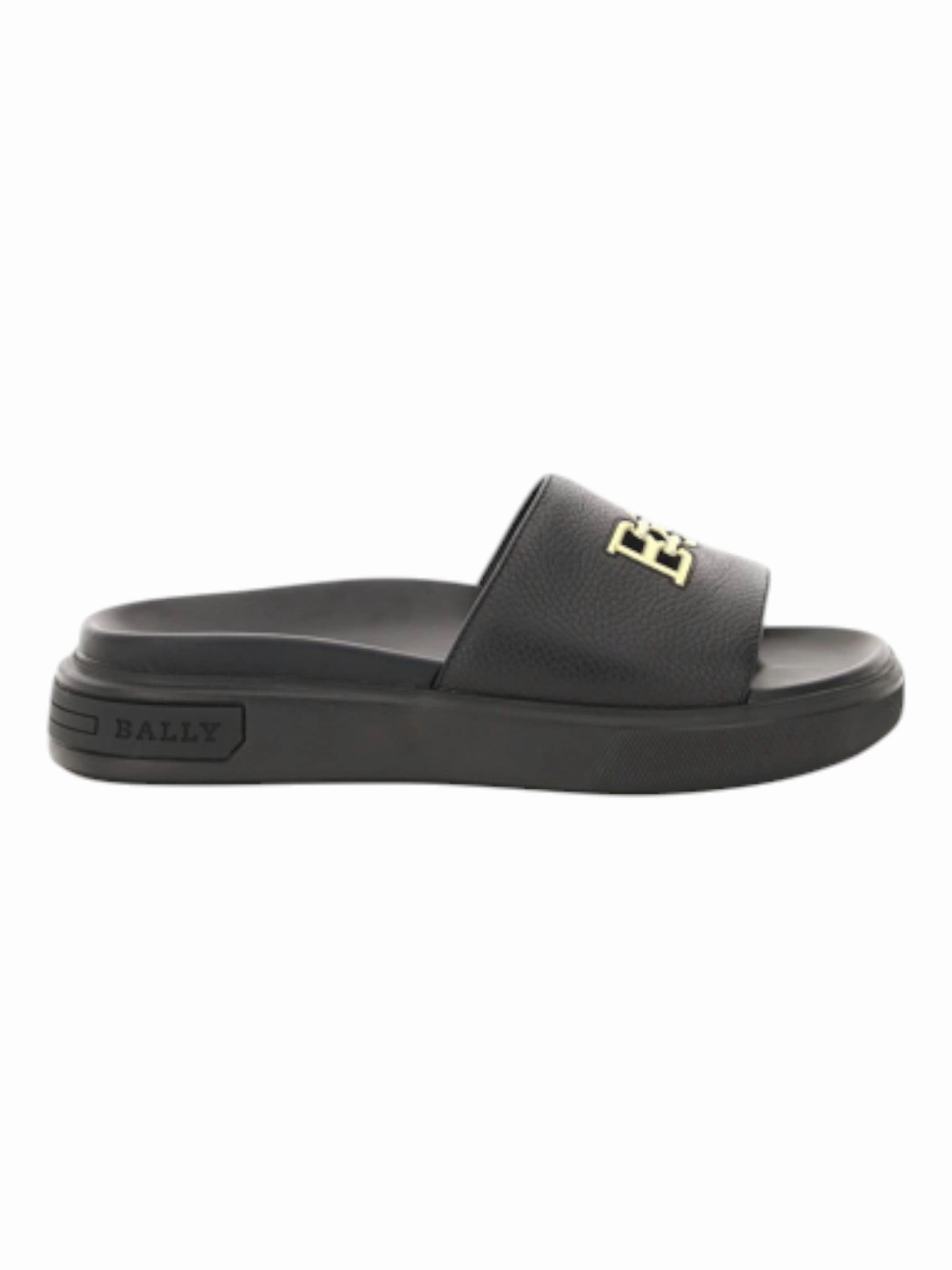 Bally Jaxons 6300152 Men's Black Bovine Grained Leather Sandals Discount Mens Beach Sandals