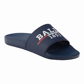 Bally Samuel Men's 6238703 Ink Rubber Pool Slide Sandals Discount Mens Beach Sandals