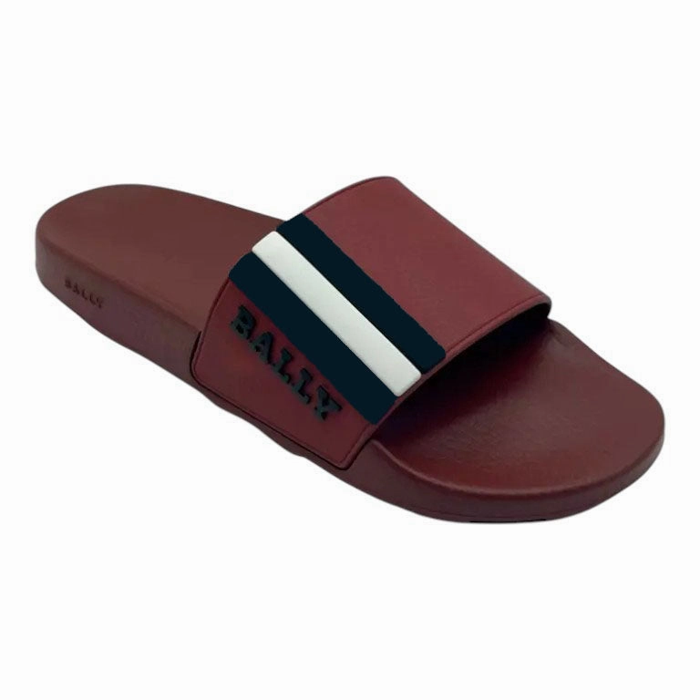Bally Saxor 6219587 Men's Garnet Rubber Slide Sandals Discount Mens Beach Sandals