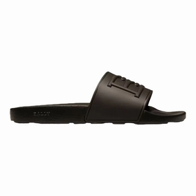 Bally Scotty 6300476 Men's Black Rubber Slide Sandals Discount Mens Beach Sandals