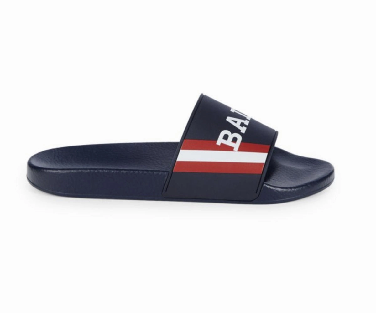Bally Simon 6234035 Men's Ink Logo Rubber Sandals Discount Mens Beach Sandals