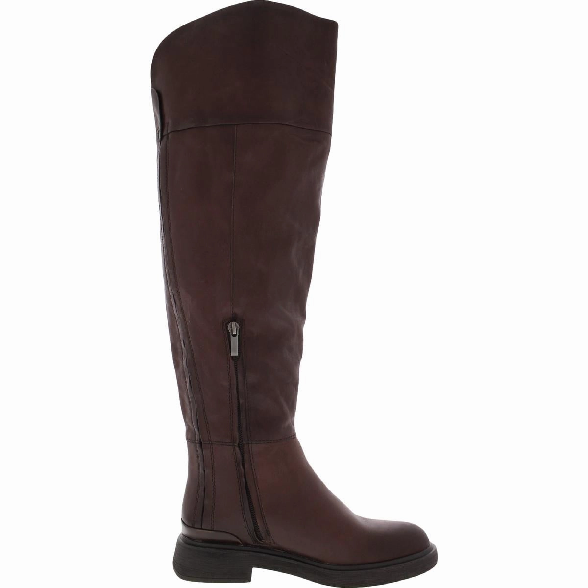 Battina Womens Leather Block Heel Over-The-Knee Boots