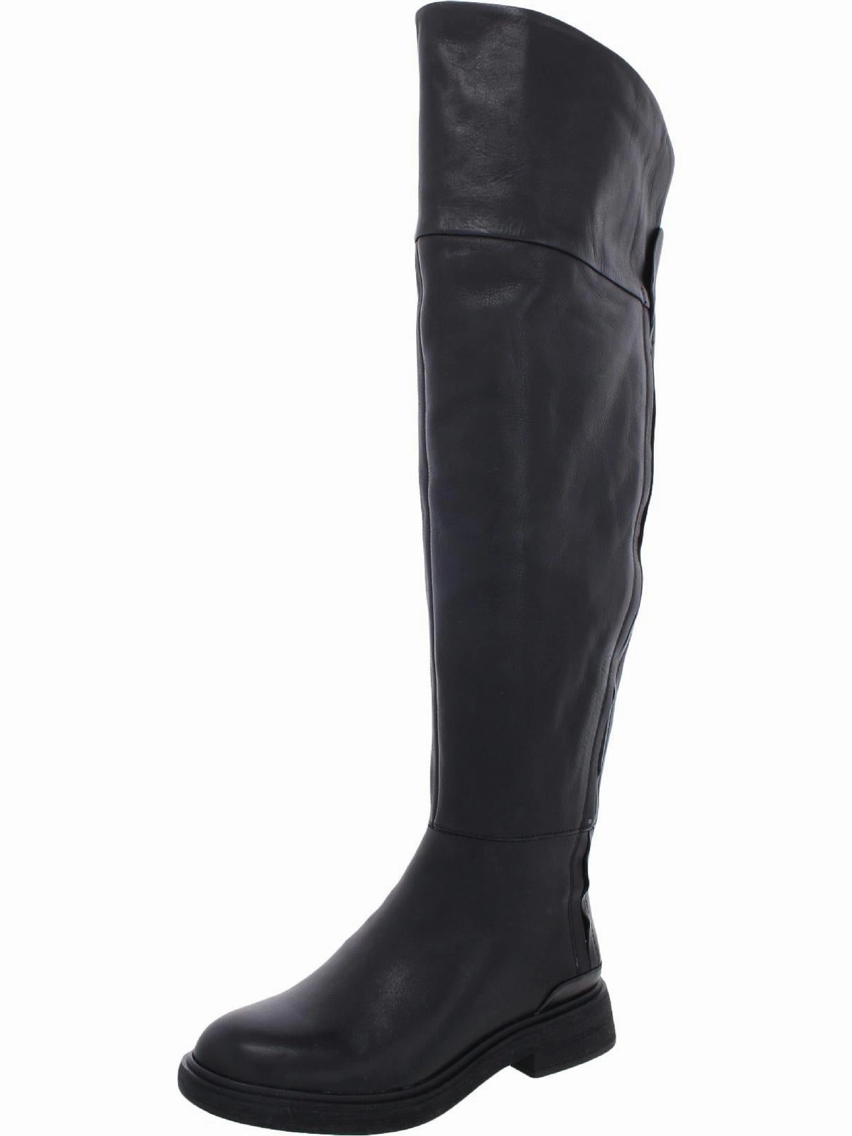 Battina Womens Leather Block Heel Over-The-Knee Boots