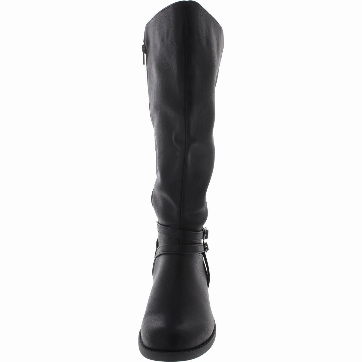Bay Plus Womens Faux Leather Wide Calf Mid-Calf Boots