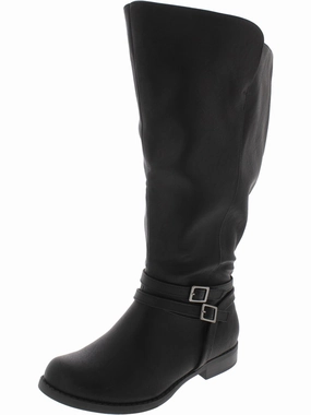 Bay Plus Womens Faux Leather Wide Calf Mid-Calf Boots Cheap Womens Leather Boots