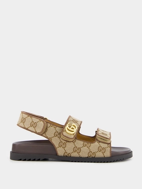 Beige GG Canvas Sandals Womens Sandals mega clearance