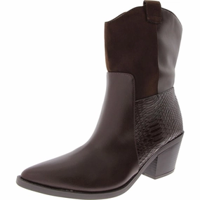 Biancaa Womens Faux Leather Ankle Cowboy, Western Boots Affordable Womens Boots online