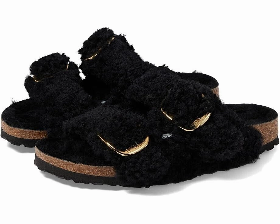 Birkenstock Arizona Big Buckle Teddy Slide Unisex US M4/L6 Black Sandals ZPO1712 Mens Sandals outlet deals