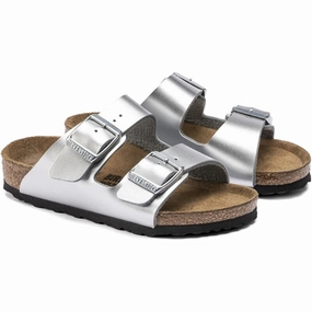 Birkenstock Arizona Kids BF Electric Metallic Silver Sandals Kids Open Sandals cheap sale