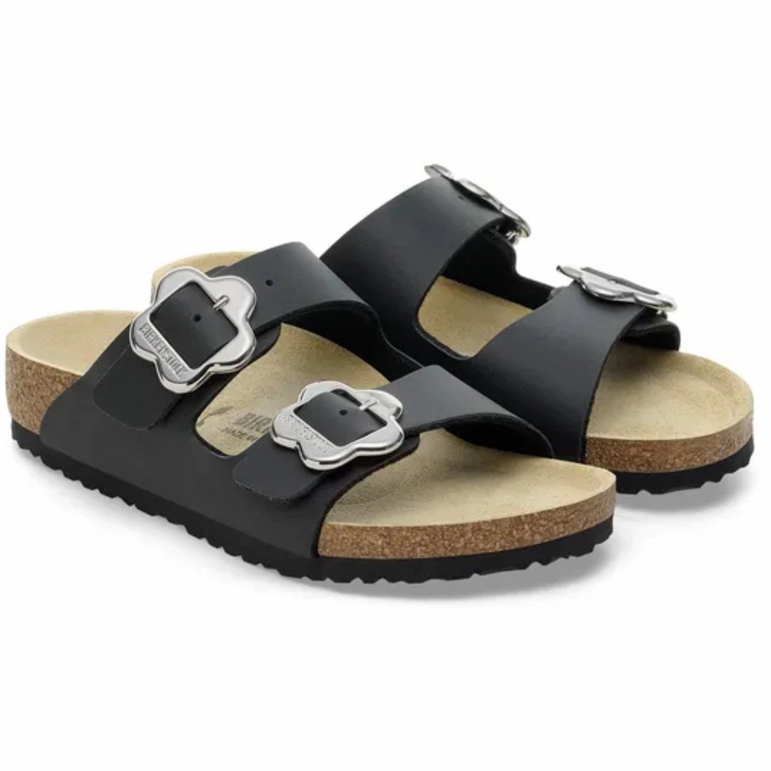Birkenstock Arizona Kids Flower Buckle BF Black Kids Open Sandals cheap sale