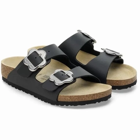 Birkenstock Arizona Kids Flower Buckle BF Black Kids Open Sandals cheap sale