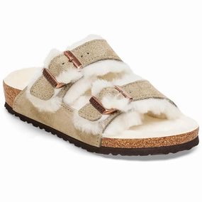 Birkenstock Arizona Kids LEVE Shearling Taupe LAF Sandals Flip-Flops for Kids sale