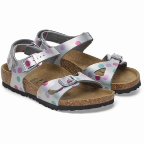 Birkenstock Rio AS Kids BF Elec. Metallic SilverDots Kids Open Sandals cheap sale