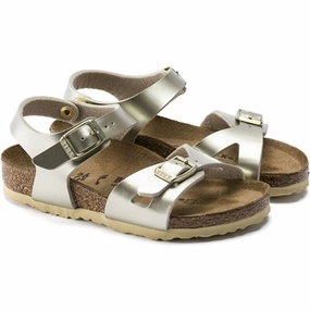 Birkenstock Rio Kids BF Electric Metallic Gold Sandals Kids Open Sandals cheap sale