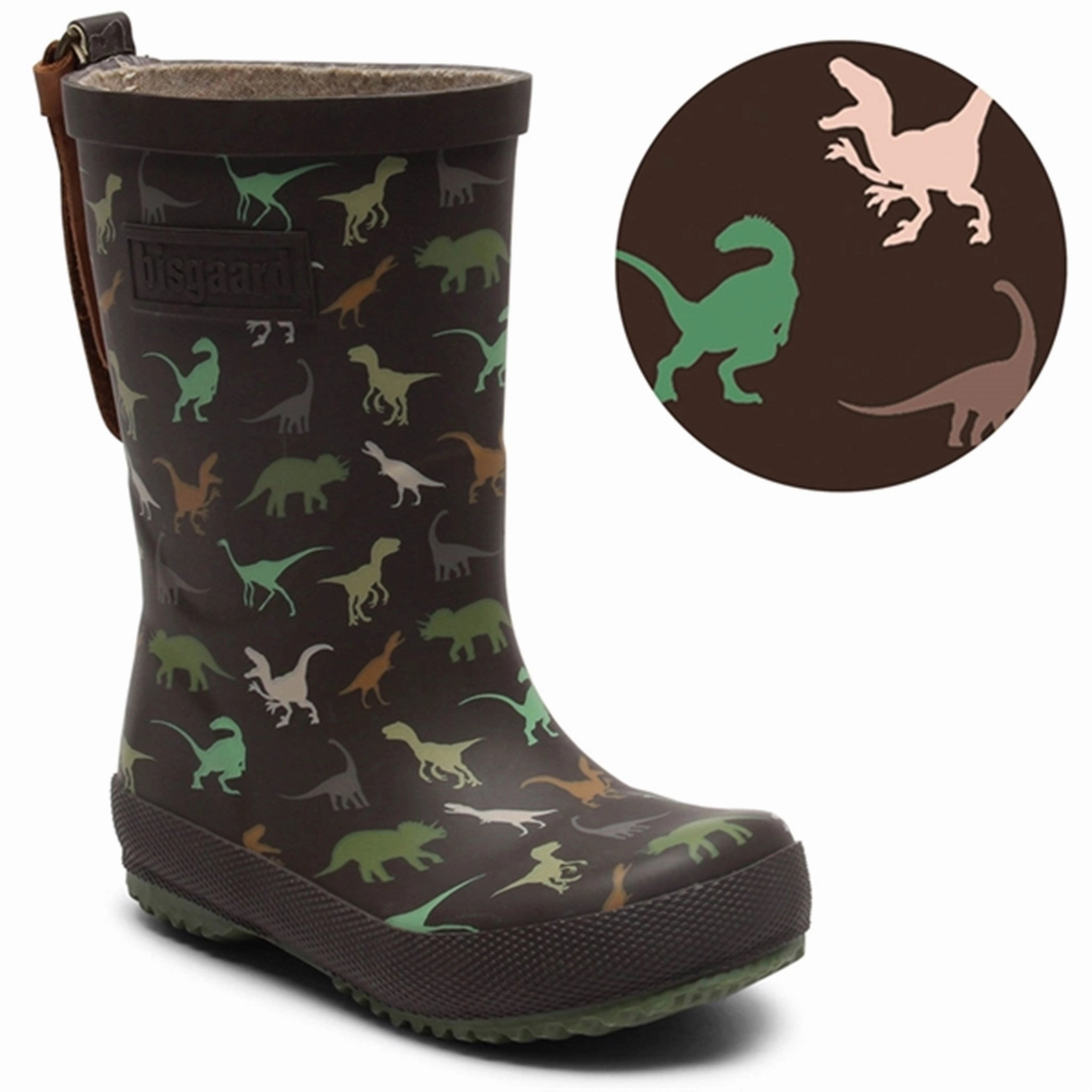 Bisgaard Basic Rubber Brown Dino Kids Rain Boots with free shipping
