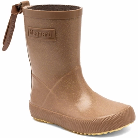 Bisgaard Brown Glitter Fashion Rubber Boot Kids Rain Boots with free shipping