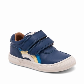 Bisgaard Deep Blue Rainbow Low Velcro Shoe Kids Velcro Sneakers discount