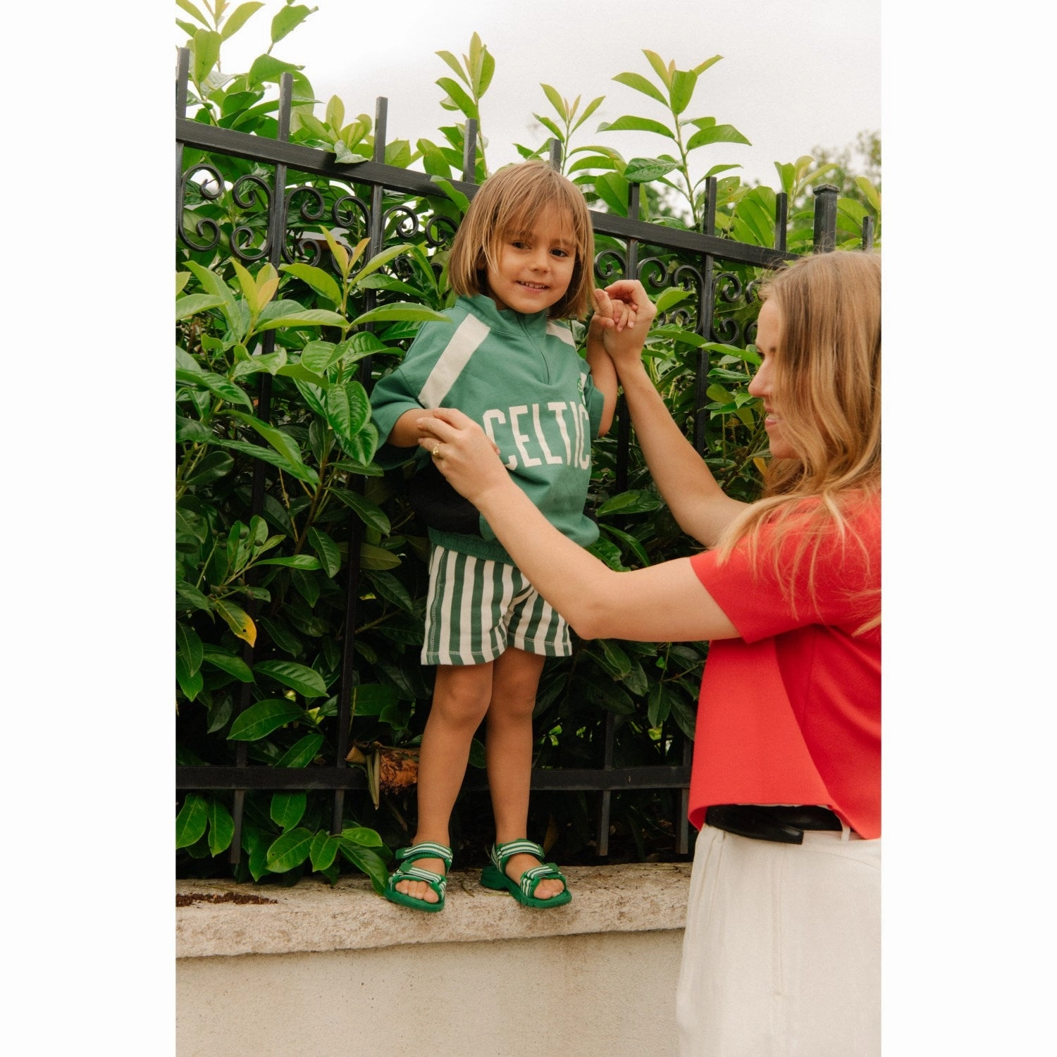 Bisgaard Emerald Green Stripes Trine Kjr X Addie Sandal