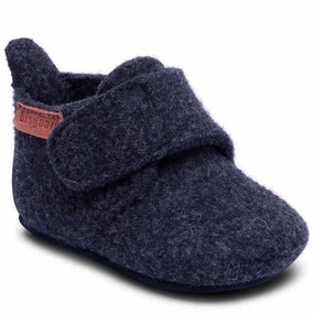 Bisgaard Indoor Shoes Wool Blue House Slippers for Kids on sale
