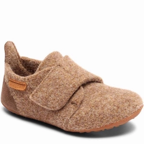 Bisgaard Indoor Shoes Wool Velcro Camel Wool Slippers Kids clearance