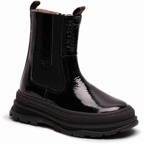 Bisgaard Mila Lamb Boots Black Patent Cheap Kids Winter Footwear