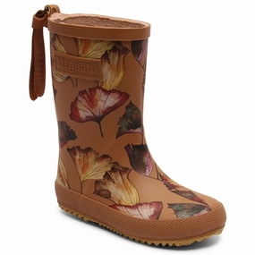 Bisgaard Wellies Fashion Camel Flowers Kids Rain Boots with free shipping