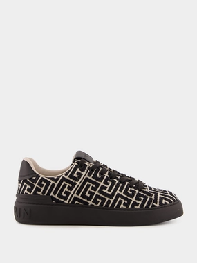 Black B-Court Jacquard Monogram Trainers Promo deal Mens Sneakers