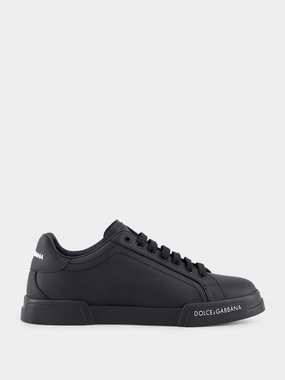 Black Calfskin Nappa Portofino Sneakers Promo deal Mens Sneakers